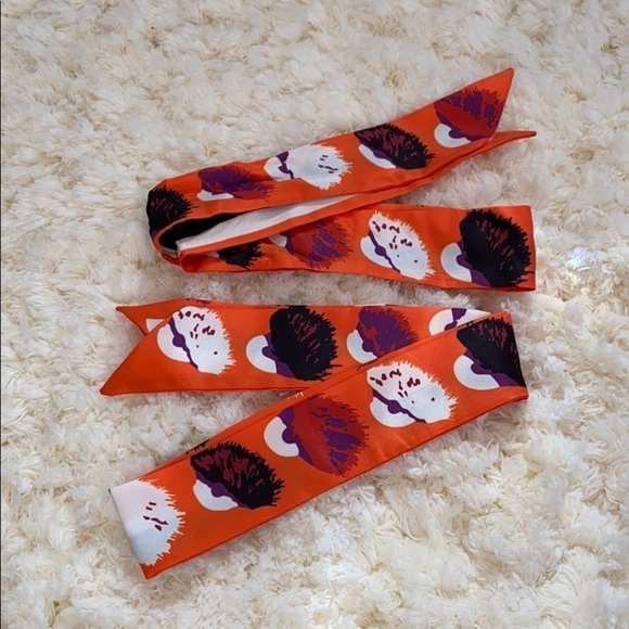 Set of Two Orange Monster Eyes Bag Twilly Scarves - Picture 5 of 5